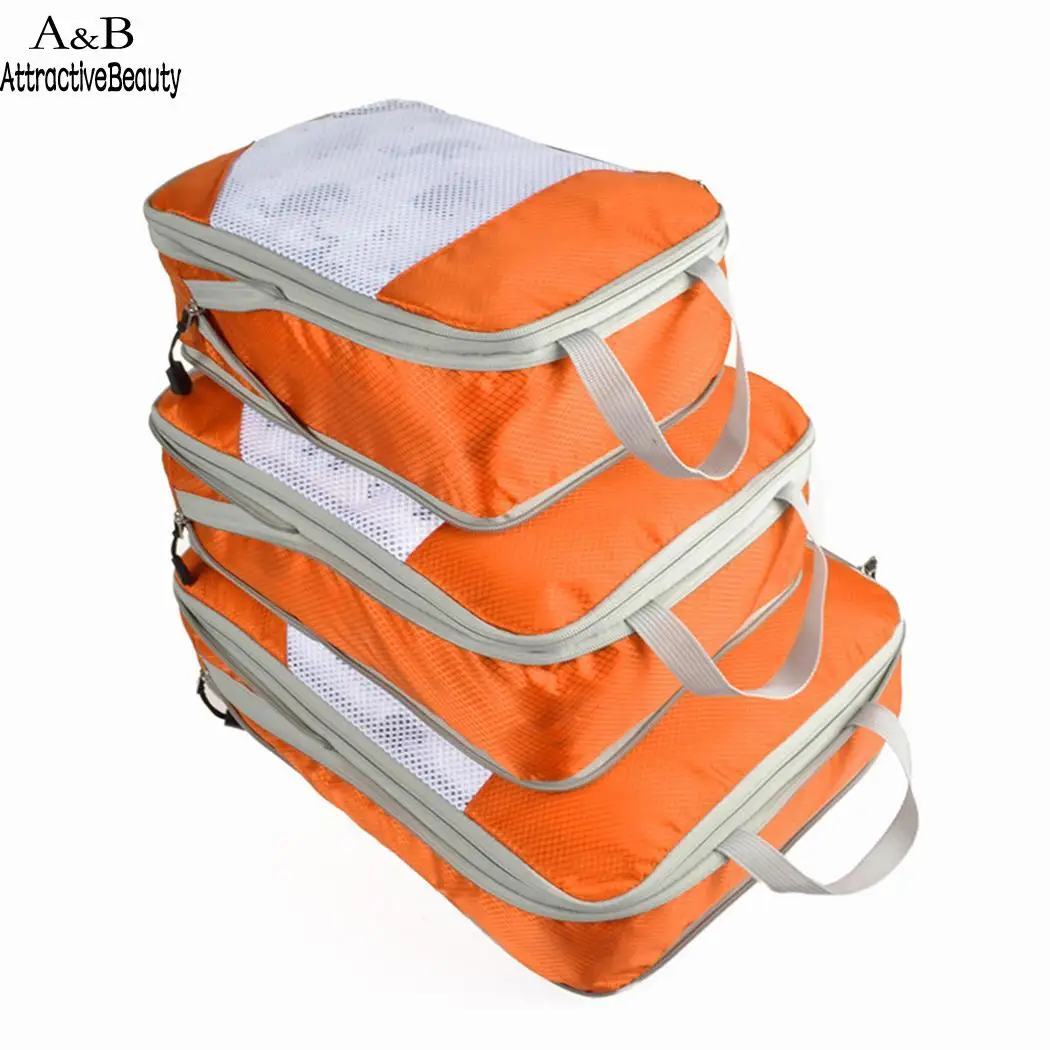3Pcs Big Capacity Storage Nylon Bag Interior Compartment Organizer Zipper 1 Casual Square Travel |