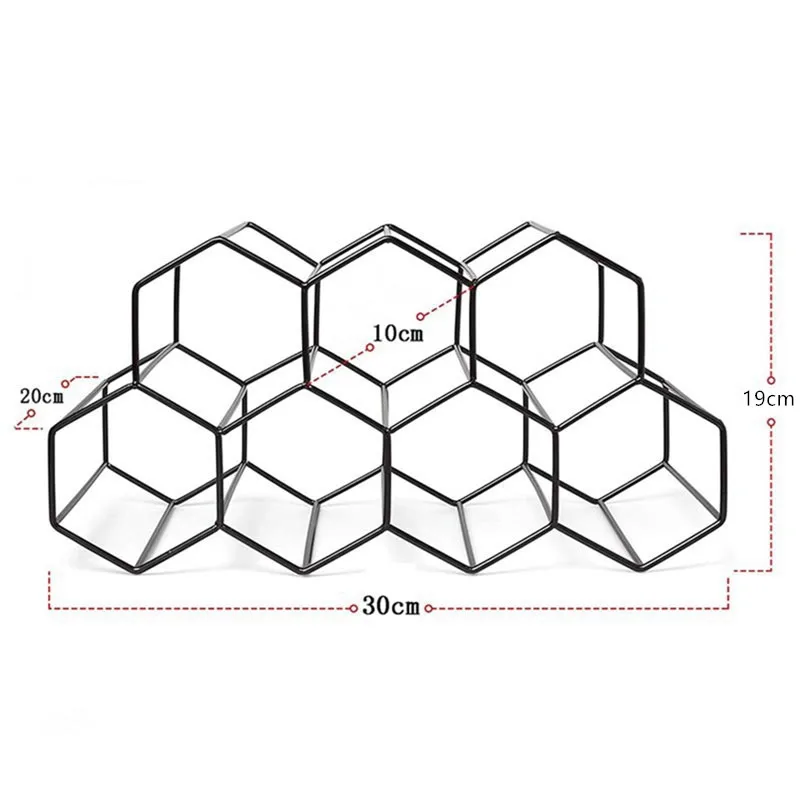 Hexagon 9 Bottle Wine Holder Display Modern Metal Honeycomb Rack Storage Beehive Tabletop | Дом и сад