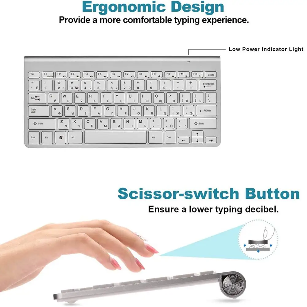 Мультимедийная портативная беспроводная клавиатура с русской раскладкой 2 4 ГГц -