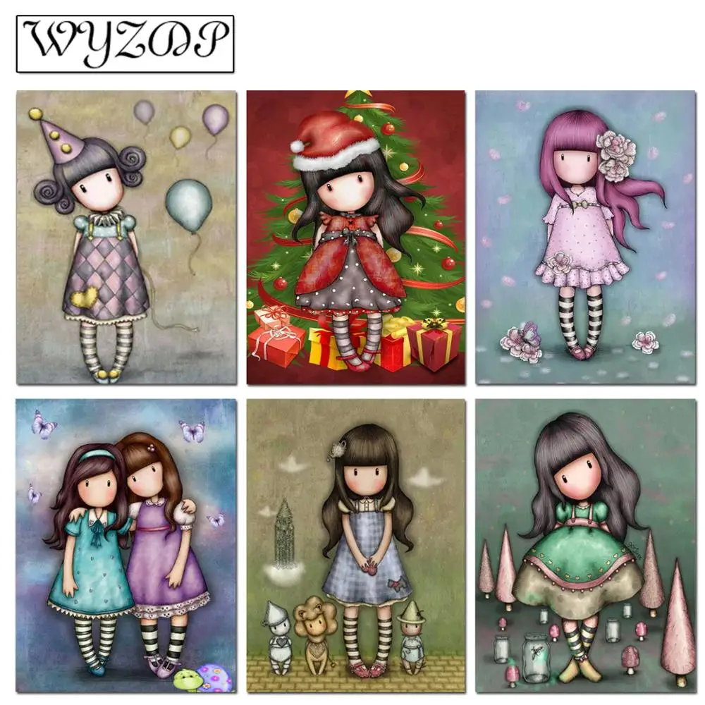 5D алмазная картина мультяшная девушка полностью квадратная/круглая Алмазная