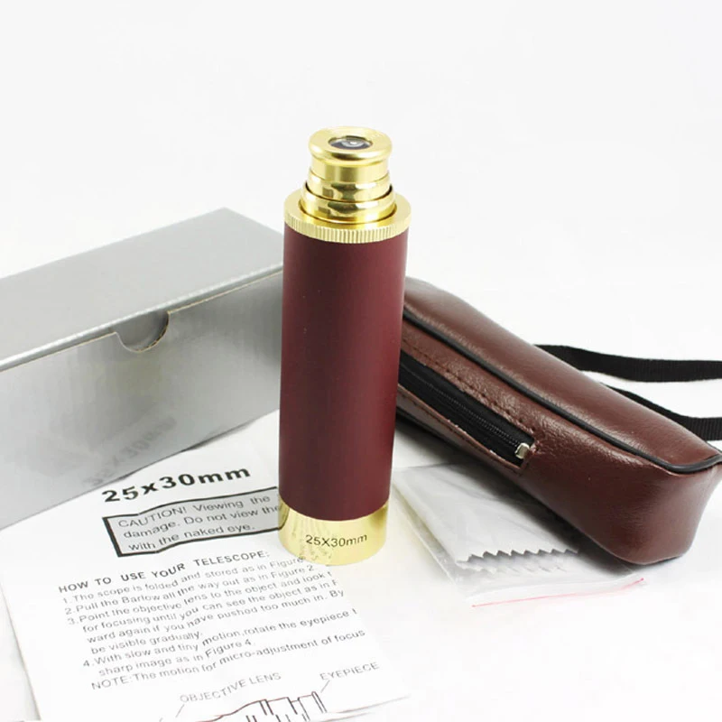 

Pocket telescope brass 25x30 binoculars Monocular telescope hand telescope in gold