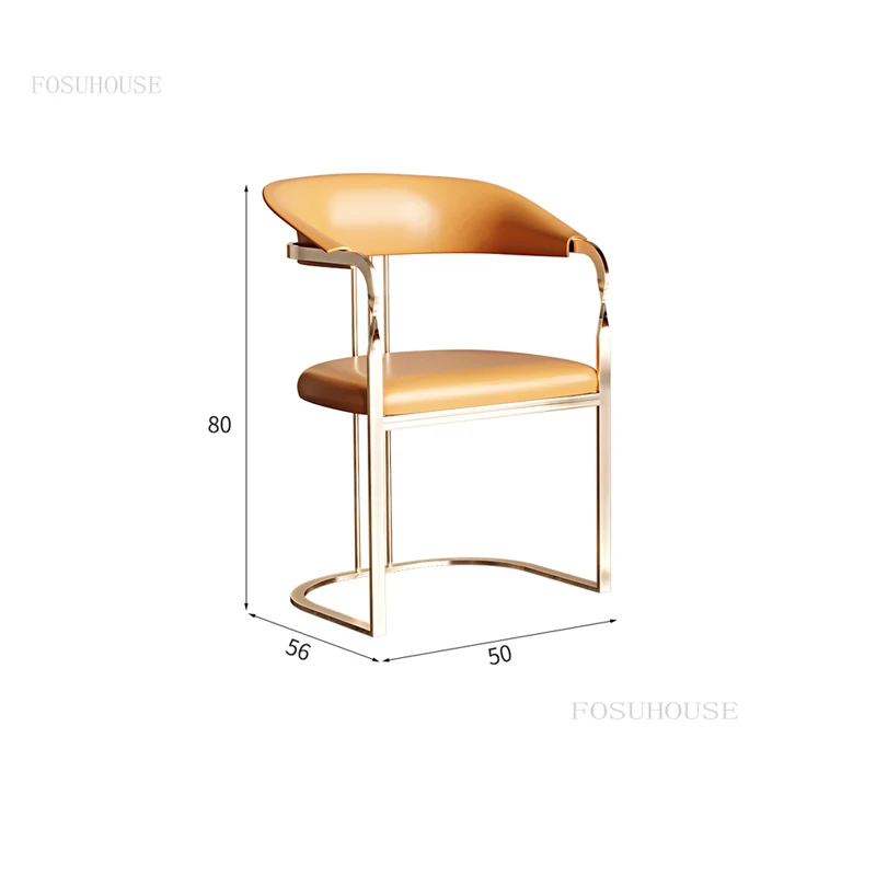 

Modern Minimalist Dining Chairs Kitchen Furniture Light Luxury Metal Armchair Living Room Home Designer Creative Leisure Chair