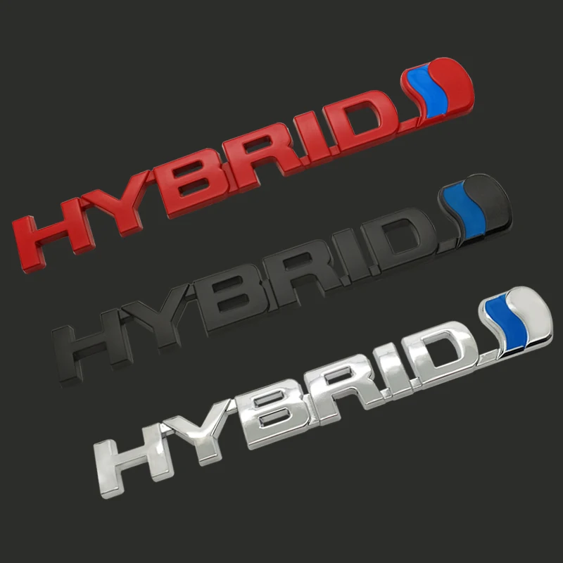 

3D metal HYBRID Car logo side badge Creative decoration rear bumper trunk emblem sticker styling Accessories for Toyota Honda