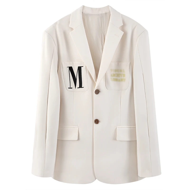 

[DEAT] 2021 New Spring Fashion Women Blazer Chest Pocket Letter Embroidery Cut Sleeve Back Button Casual Suit Female GX1207