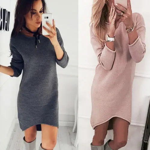 Женское сексуальное платье с длинным рукавом свитер женский Модный пуловер