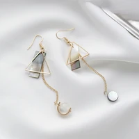 korean fashion delicate tassel long earrings asymmetric shell geometric star dangle earrings femme pendante jewelry