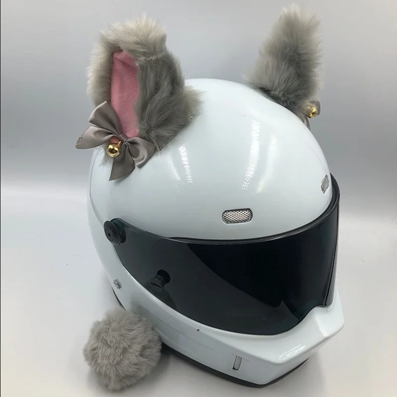 Мотоциклетный шлем 1 комплект плюшевый с кошачьими ушками колокольчиками для