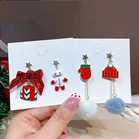 2021 autumn winter new cute christmas gifts fawn snowman hairball dangle earrings for women girls party jewelry fashion earrings