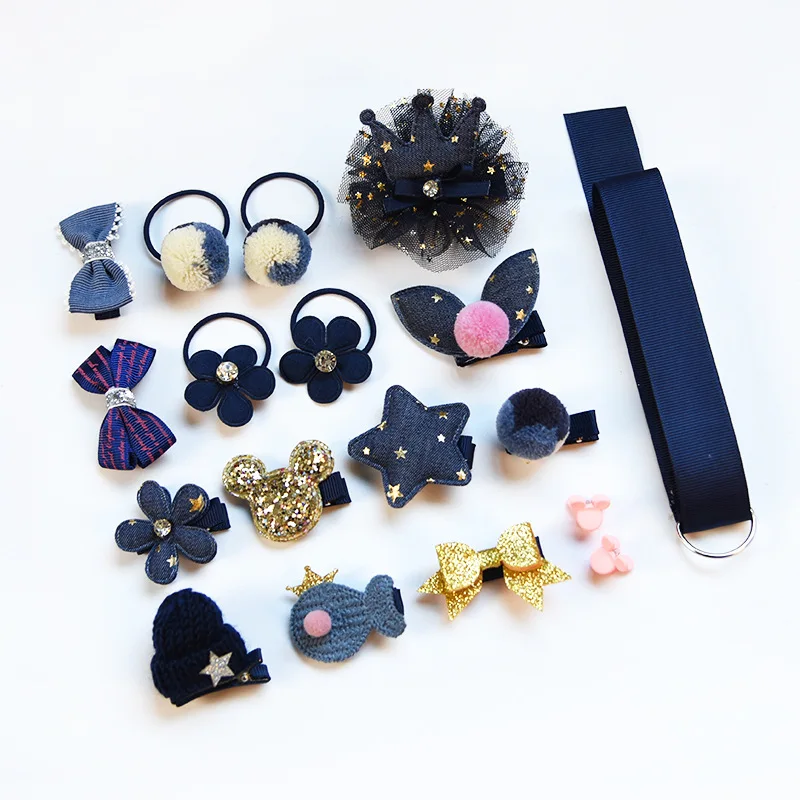 18 Sets of Hair Rope Children Headdress Korean Version The Girl Fabric Hairpin Creative Rubber Band Accessories Gift Box |