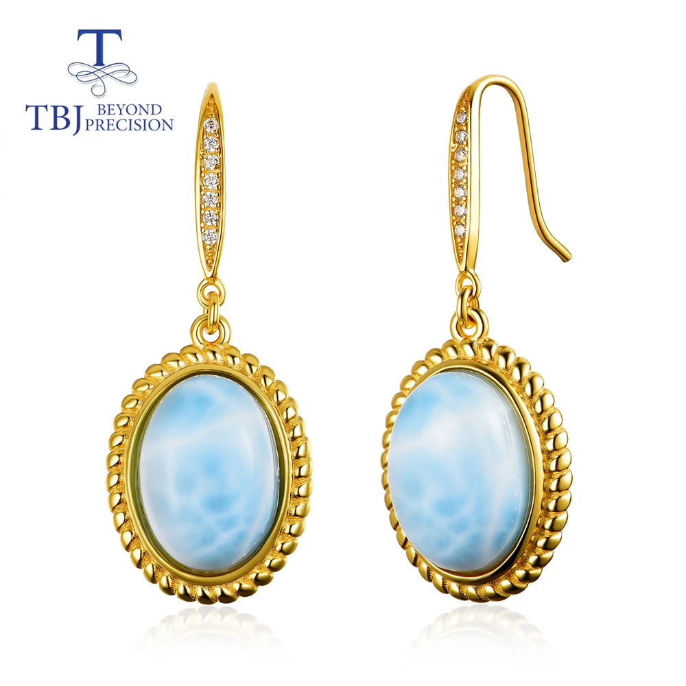 Женские серьги с ларимаром из серебра 925 пробы натуральным драгоценным