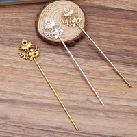 5pcs 29x33mm flower copper hairpins hair forks sticks plant hair pin hairpin hair wear findings diy vintage jewelry accessories