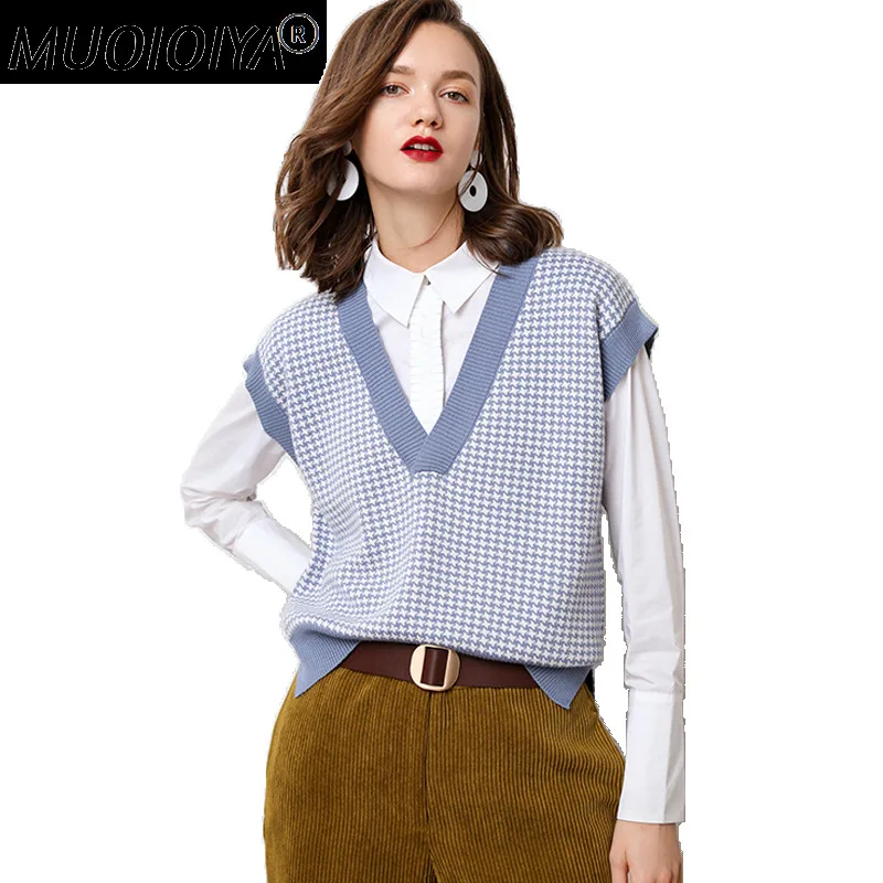 

Новый свитер, жилет, женский тонкий шерстяной материал, свитер без рукавов, сексуальный пуловер с V-образным вырезом, женский модный жилет