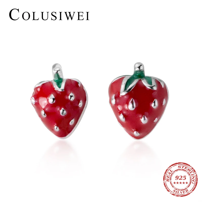 Colusiwei симпатичная эмалированная клубника серьги гвоздики для женщин не вызывает