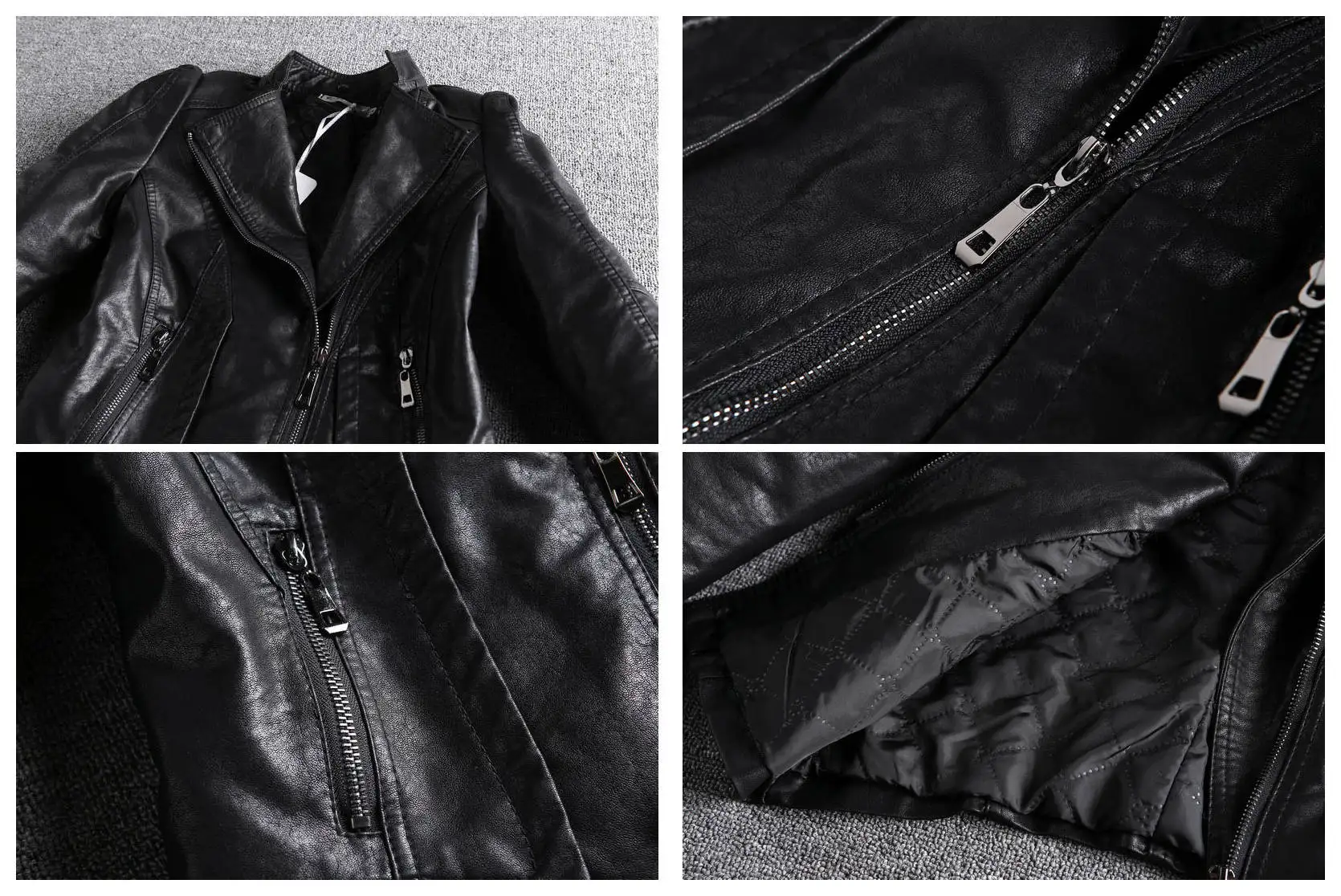 Korean Style Pu Leather Jacket Women 2021 New Long-Sleeved Slim Slimming Motorcycle Leather Jacket Female Tide Zipper Pocket B28