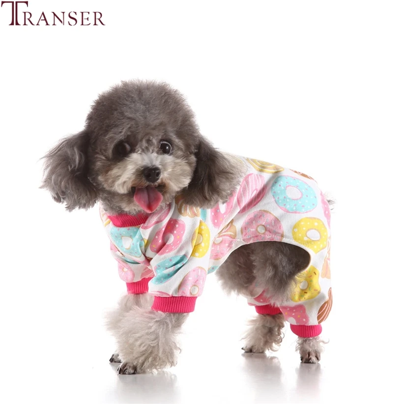 Transer принт пончиков Розовая Одежда для собаки хлопковый женский комбинезон