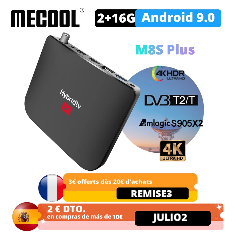 

Mecool TV Box Android 9.0 M8S Plus DVB-T2 Hybridtv Amlogic S905X2 2G 16G 4K HD PVR Recording Home Entertainment Streaming Player