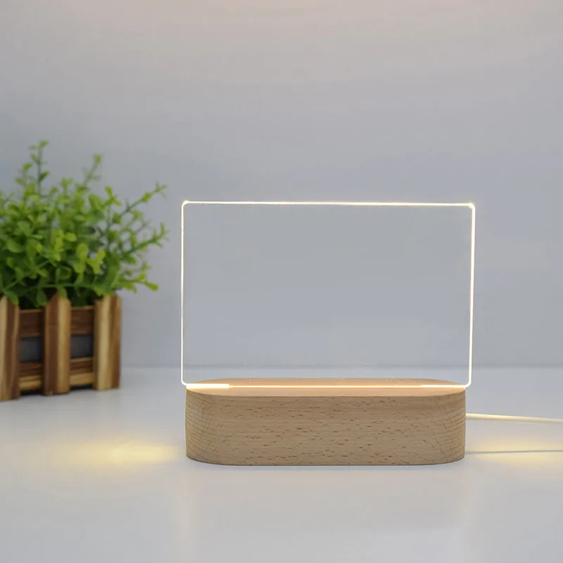 

Wooden Acrylic LED Small Table Lamp Night Light Gift DIY Birthday Gift for Friends Bedside Bedroom Desk LED Small Table Lamp