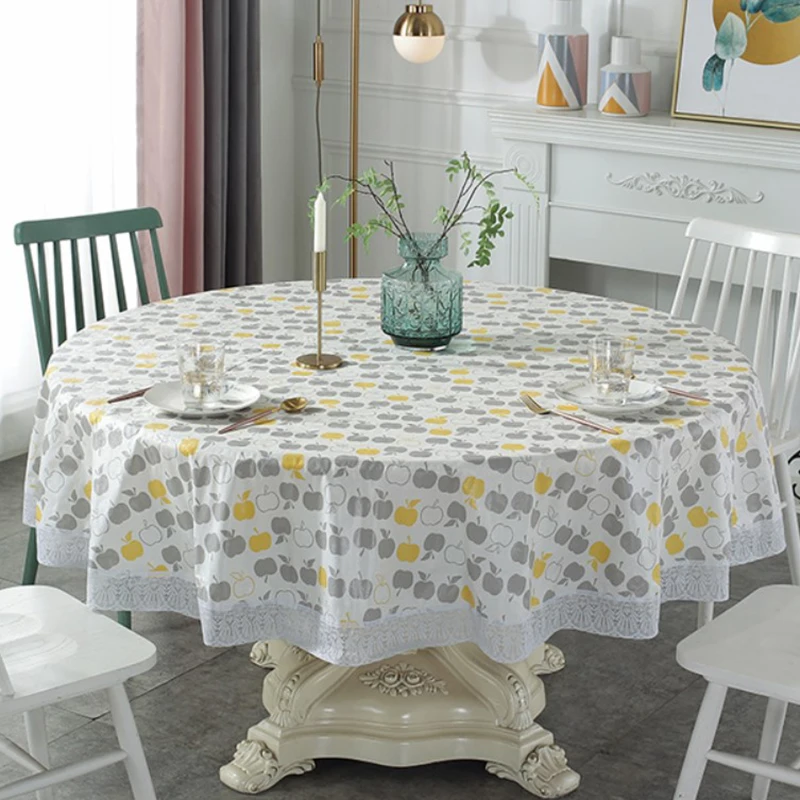 pvc lace tablecloth waterproof oil proof round table cloth printed home dining table cover for wedding party decor free global shipping