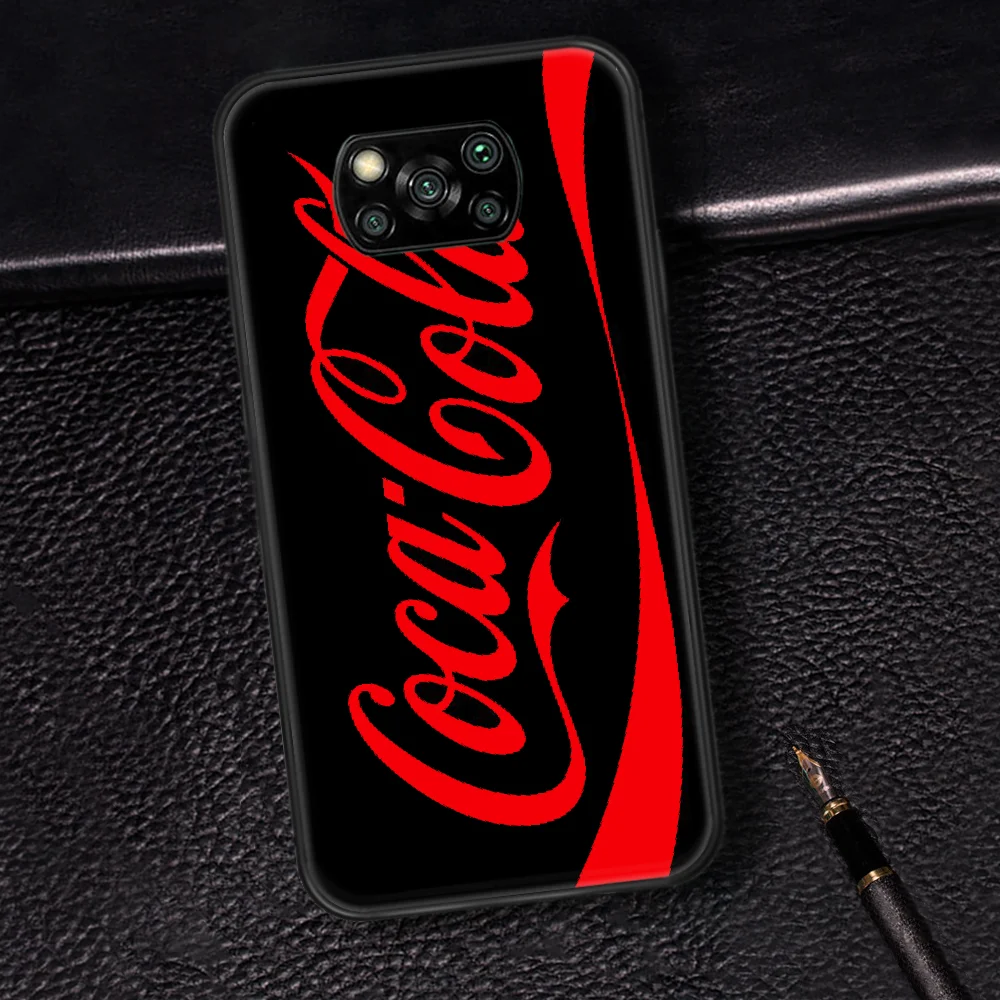 

Coca Coke Phone Case Cover Hull For Xiaomi Mi A2 A3 8 9 SE 9T 10 10T Lite Pro Ultra Poco X3 black Funda 3D Etui Silicone
