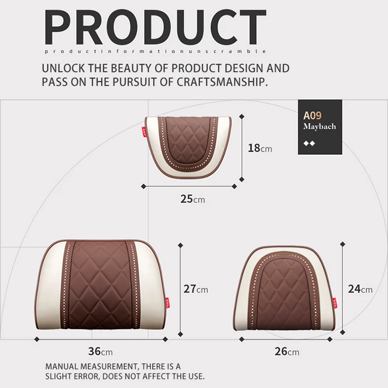 

Car Leather Headrest Memory Foam Car Rest Pillow Back Cushion Auto Seat Neck Rest Waist Supports Set Car Interior Lumbar Pillows