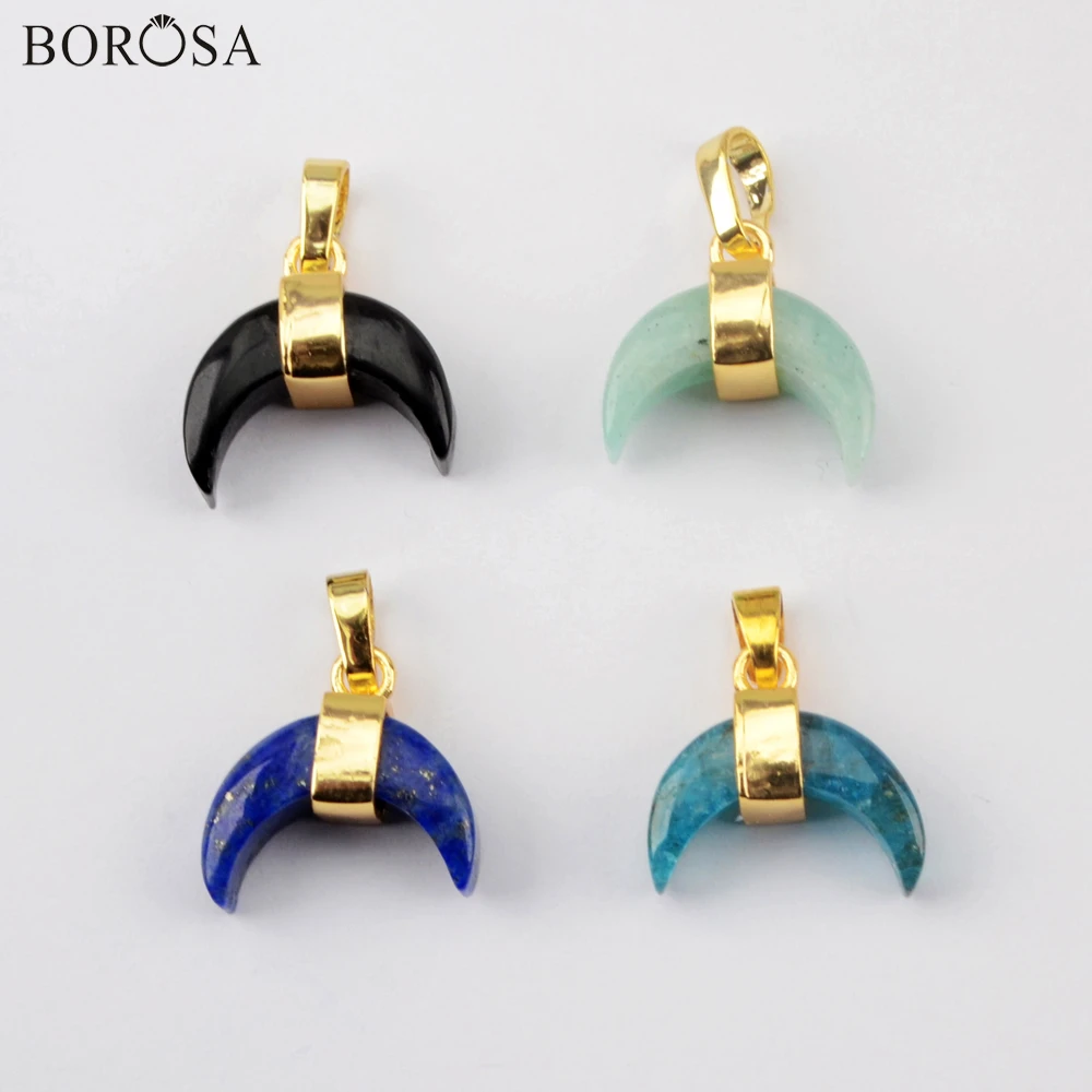 

Модный кулон BOROSA в виде полумесяца, лазурита, амазонита, подвески из натурального камня для ожерелий, серег, изготовление ювелирных изделий,...