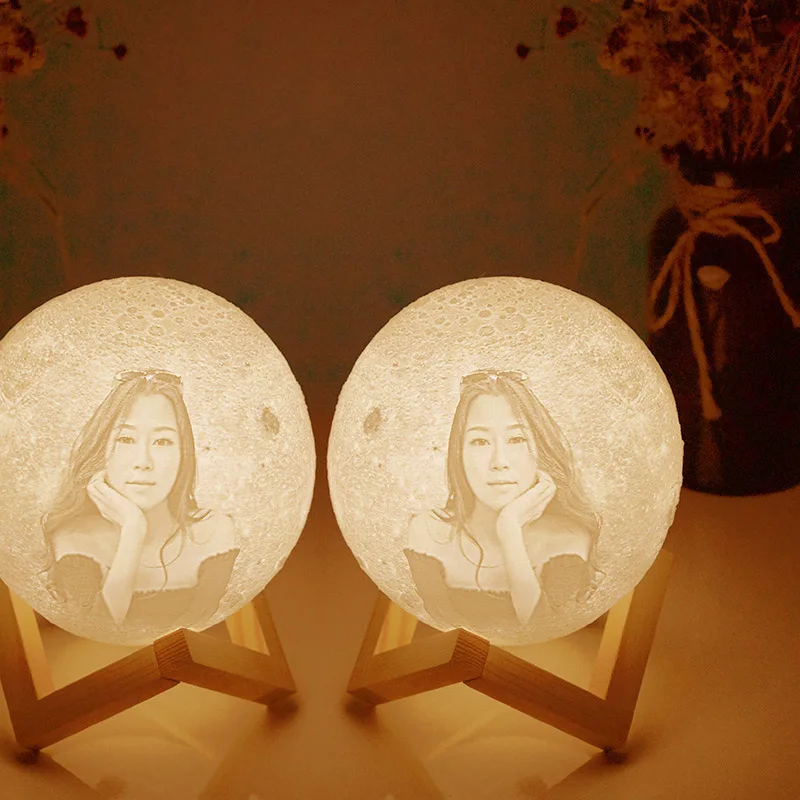 16 цветов фото DIY 3D печать Лунная лампа Изменение цвета лунный USB Перезаряжаемый