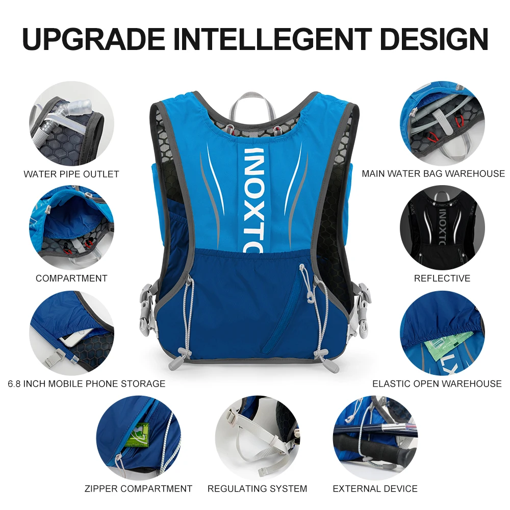 INOXTO New Men Women's Outdoor Sports Backpack Marathon Moisturizing Vest Suitable for Sharing Cycling Hiking and Water Sports