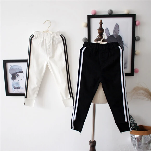 

2020 Summer Children Stripes Cut Edge Irregular Capri kids sport Boy and girl cotton Pants