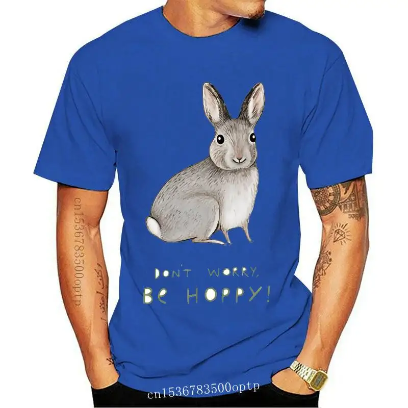 

New Bunny Don't Worry Be Hoppy Print T-Shirt Summer Fashion Women T-Shirt Vintage Rabbit Design Girl Casual Tops 2021 Woman Tee