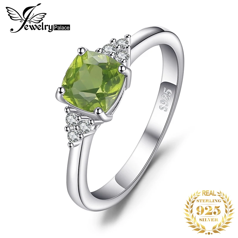 Jewelrypalace 1.2ct Подушки Cut Подлинная Перидот кольцо стерлингового серебра 925 новые