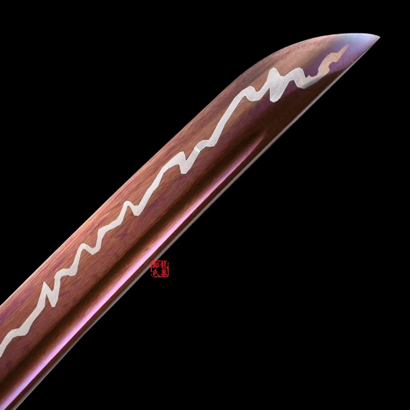 

Katana Japanese Style Purple Color Blade Handmade Sword Brass Fitting