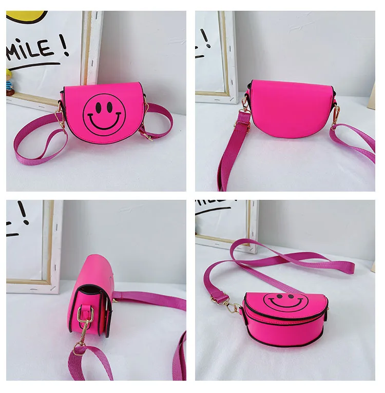 

Candy Color Children's Mini Shoulder Crossbody Bag Cartoon Smile Face Baby Girl Small Coin Purse Handbags Boys Kids Change Pouch