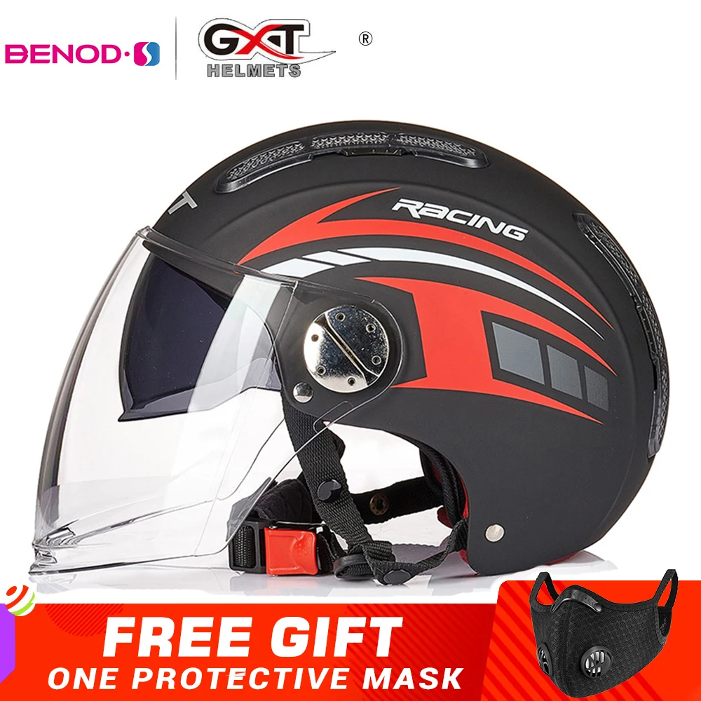Мотоциклетный шлем с открытым лицом GXT мотоциклетный двойными линзами для езды