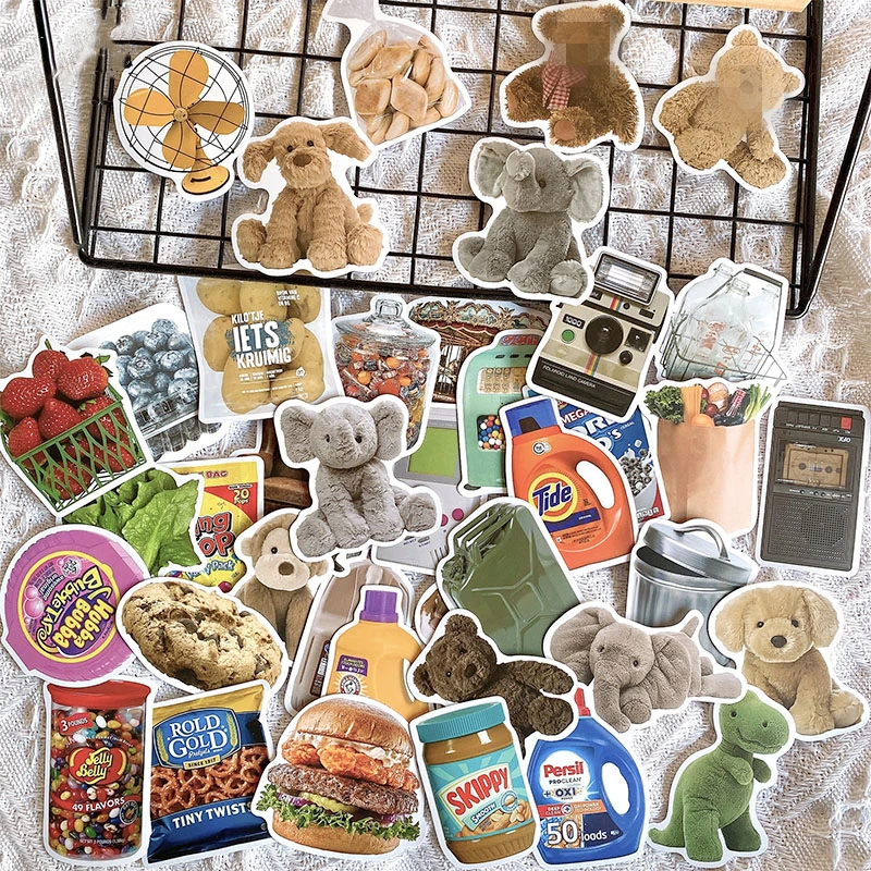 

40PCS Cute Plush Toy Snack Stickers DIY Scrapbook Collage Mobile Computer Diary Album Happy Planner Gift Sealing Decoration