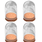 Набор из 4 маленьких прозрачных стеклянных купольных крышек, с пробковым основанием, 10x6,5 см