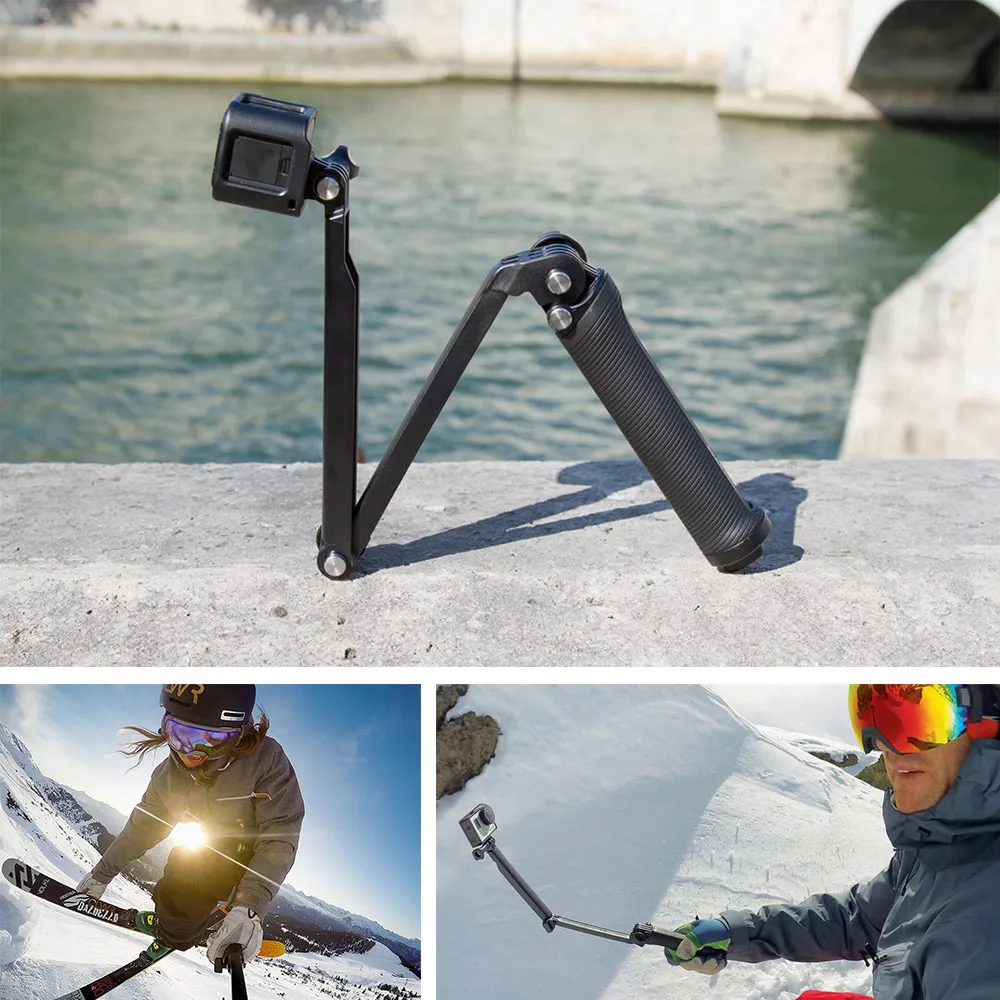 Селфи Палка с 3 вариантами крепления водонепроницаемый монопод для Gopro Hero 5 6 4 Black