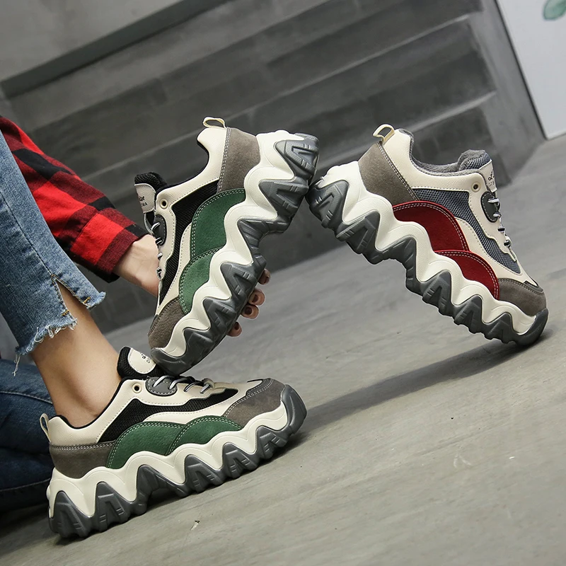 

Women shoes net red dad shoes female 2020 winter warm thick bottom increased sneakers vulcanized shoes plus velvet casual shoes