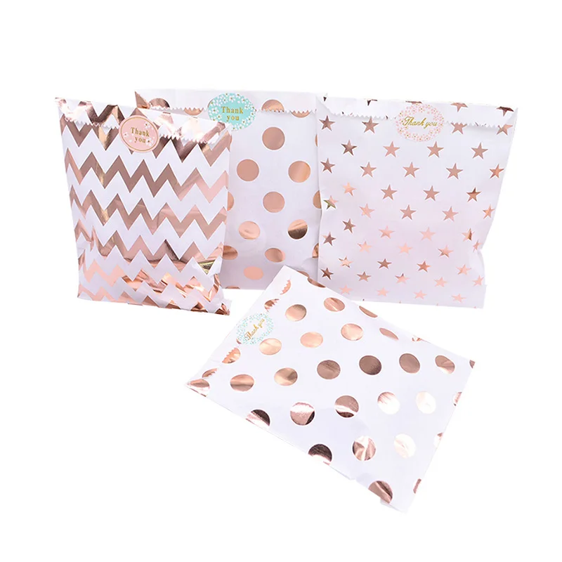 Крафт бумажный мешок конфеты печенье попкорн коричневый белый волнистый горошек