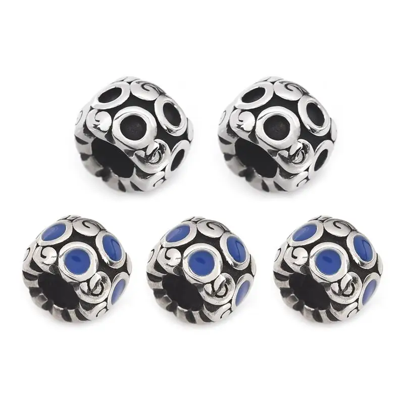 5 шт./лот бусины из нержавеющей стали отверстие мм кожаный шнур браслет