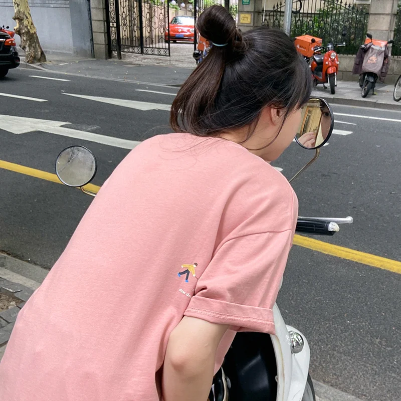 Женский свободный топ с коротким рукавом футболка принтом лето 2021 | Женская