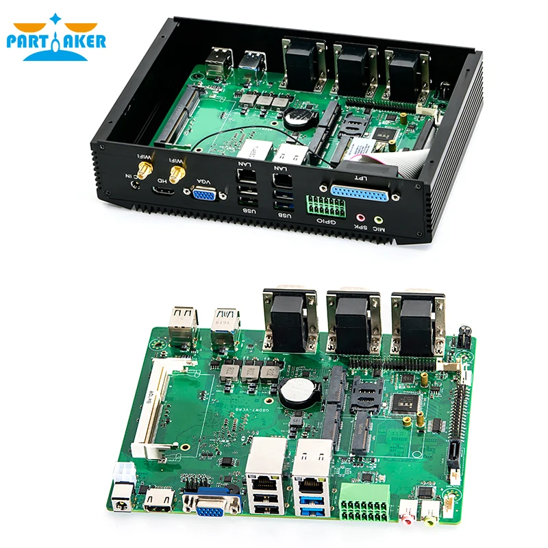 Промышленный Мини ПК intel core i3 6006U i5 7200U 8250U i7 8550U с 6COM RS232 RS422 RS485 HDMI VGA GPIO LPT PS2