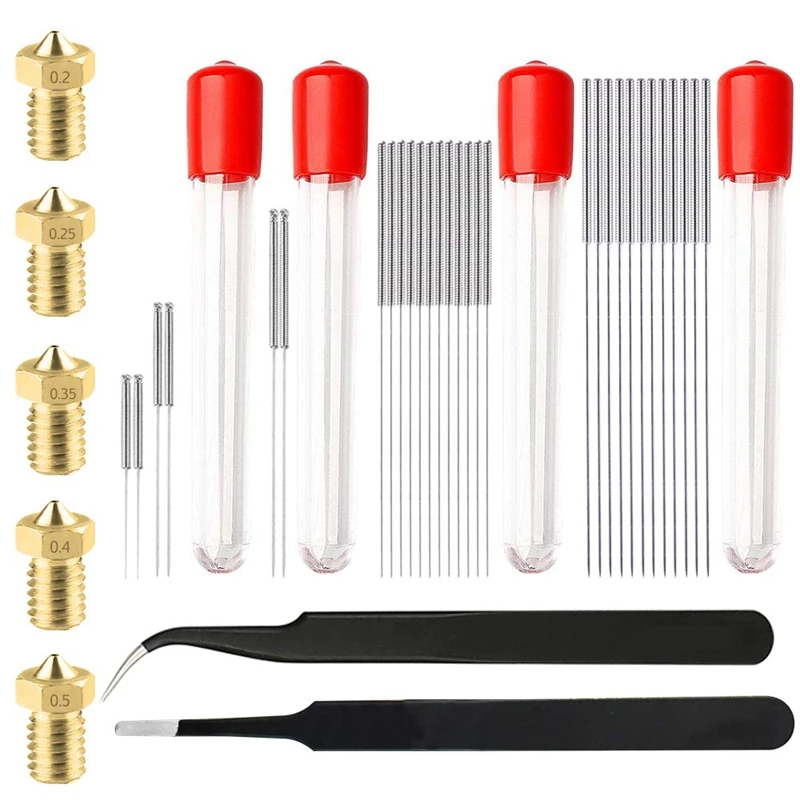 

3D Printer Nozzle Cleaning Kit, Extruder Nozzles, Tweezers and Cleaning Needles, 3D Printer Accessory Kit, for CR-10