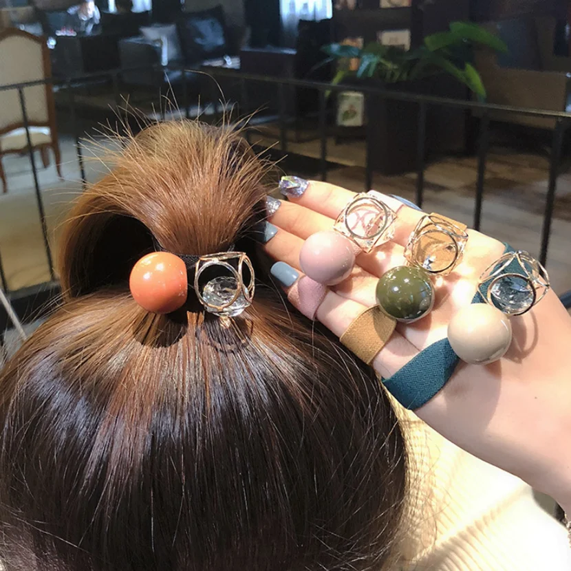 Новые корейские женские веревки для волос с большим кристальным жемчугом