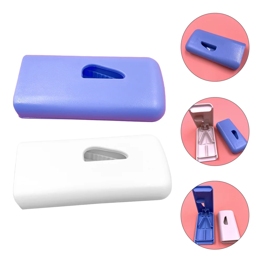 

2pcs Rectangular Plastic Pills Cutter Portable Pills Splitter Practical Pills Case