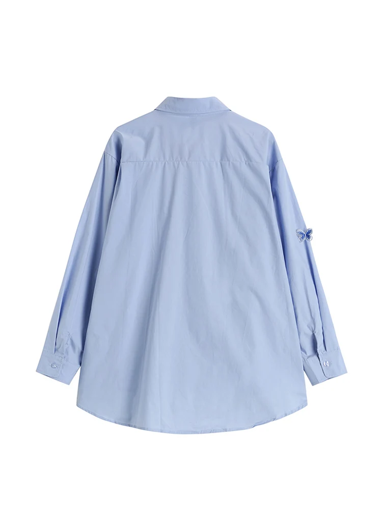 Женские рубашки с бабочками в Корейском стиле однобортные свободные офисные