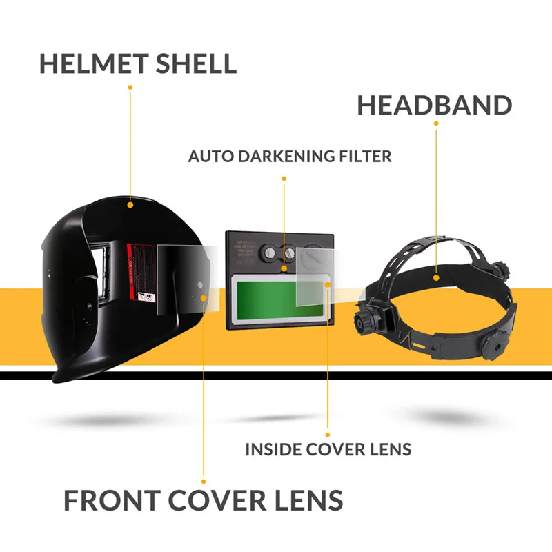 

Solar Powered Welding Helmet with Adjustable Shade Range 4/9-13 Automatic Darkening Hood for TIG MIG ARC Welder Mask Shield