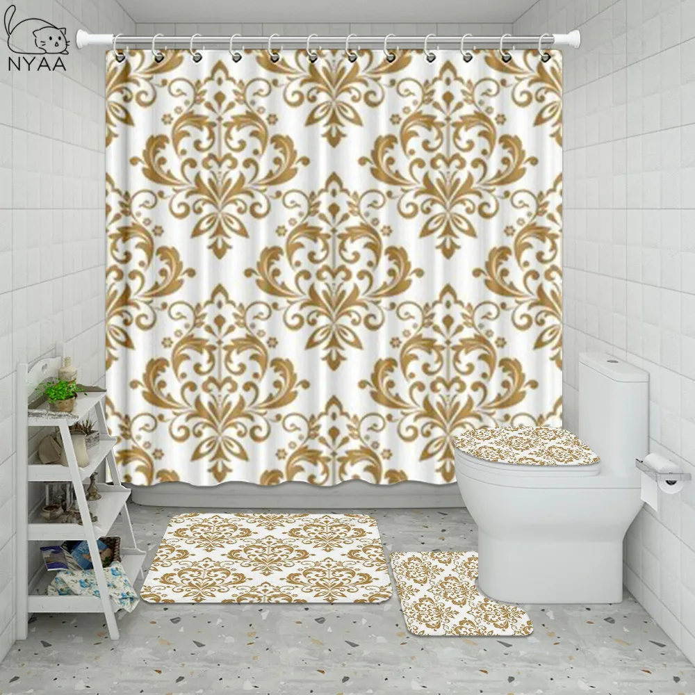 NYAA ткань набор занавесок для душа в полоску стиле барокко Серебряный Античный