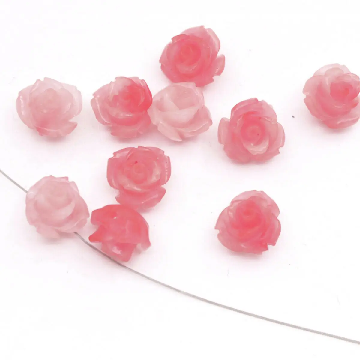 

10PCS 10mm Flower Pink Resin Loose Beads Jewelry Making DIY Wholesale