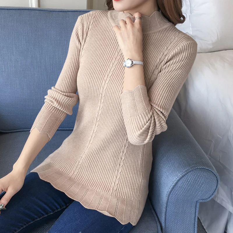 Women Sweater Turtleneck Pullover Autumn Winter Wool Thermal Sweaters Womens Clothes Knitted | Женская одежда