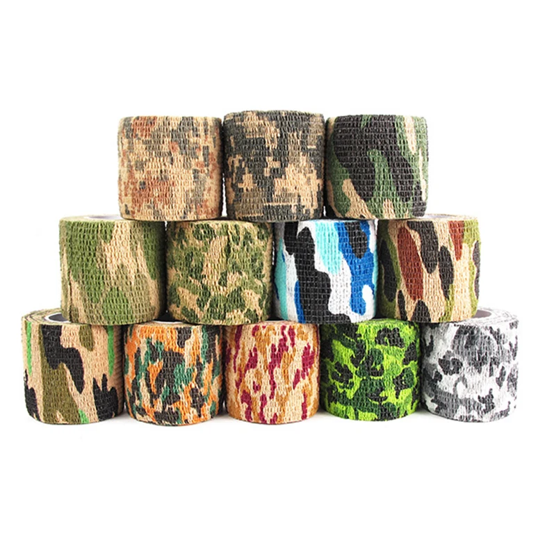 Tactical Camo Tape Self-Adhesive Non-woven Camouflage Outdoor Hunting Shooting Stealth Rifle Gun Stretch Wrap Cover | Спорт и